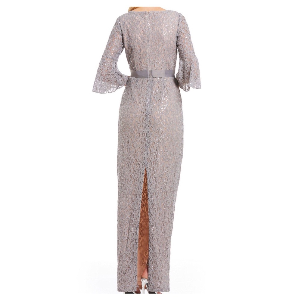 Calvin Klein Stretch Lace Sequin Bell Sleeve Gown - Picture 2 of 3